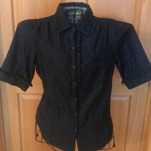 April Cornel denim button up short sleeve top XS